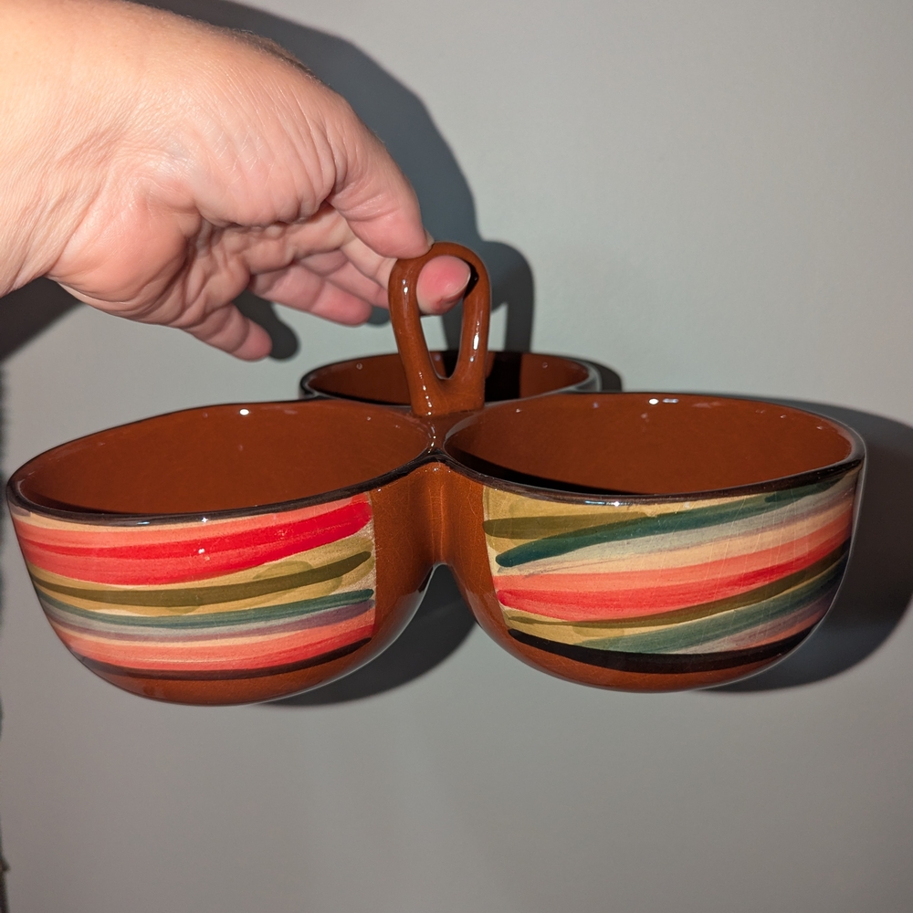 Multicolor Ceramic Divided Serving Bowl